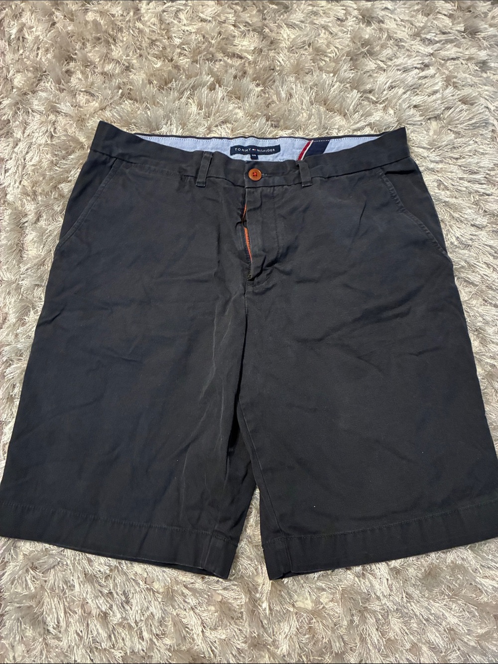Tommy Hilfiger Men's Black Flat Front Cotton Shorts